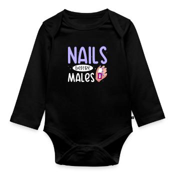 Nail Tech Manucure Technicienne des ongles - Body Bébé bio manches longues - noir - Devant