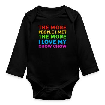 Les gens que j’ai rencontrés J’aime Chow Chow - Body Bébé bio manches longues - noir - Devant