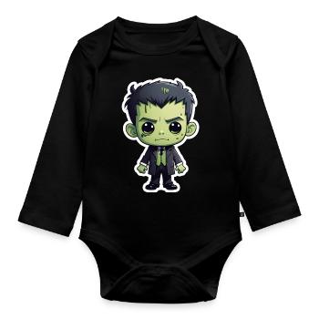 Halloween - Garçon monstre mignon - Body Bébé bio manches longues - noir - Devant