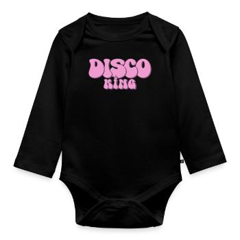 Disco King 70er Jahre Party groovy 70s Discoking - Organic Longsleeve Baby Bodysuit - black - Front