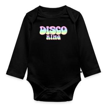Discoking 70er Jahre Party groovy 70s Disco King - Organic Longsleeve Baby Bodysuit - black - Front