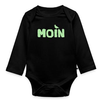 Moin la mouette - Idée cadeau chemise - Body Bébé bio manches longues - noir - Devant