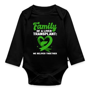 Organspende Leber | Organspender Transplantation - Baby Bio-Langarm-Body - Schwarz - Vorne