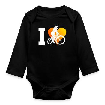 Damen Radfahren Mountainbike Mountainbiker - Baby Bio-Langarm-Body - Schwarz - Vorne
