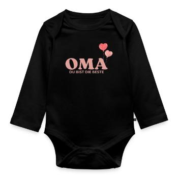 Oma du bist die Beste - Baby Bio-Langarm-Body - Schwarz - Vorne