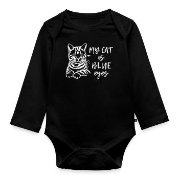 My Cat is Blue Eyes - Baby Bio-Langarm-Body - Schwarz - Vorne