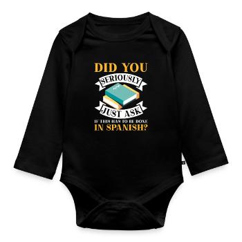 Spanish Teacher Maestra Bilingual Teacher - Organic Longsleeve Baby Bodysuit - black - Front