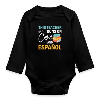 Spanish Teacher Maestra Bilingual Teacher - Organic Longsleeve Baby Bodysuit - black - Front