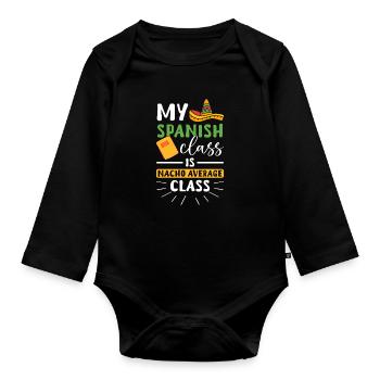 Spanish Teacher Maestra Bilingual Teacher - Organic Longsleeve Baby Bodysuit - black - Front