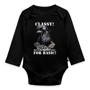 Steampunk Raven - Organic Longsleeve Baby Bodysuit - black - Front