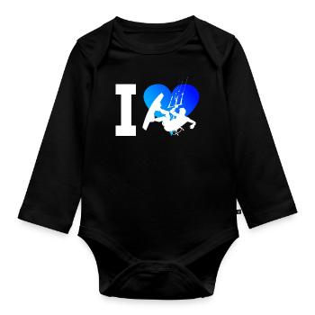 Kitesurf Men Women Kite Kite Kitesurfing - Organic Longsleeve Baby Bodysuit - black - Front