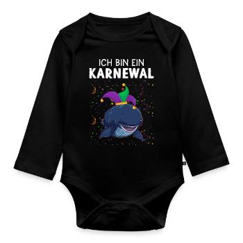 Ich bin ein Karnewal Karneval Fasching Kostüm - Baby Bio-Langarm-Body - Schwarz - Vorne
