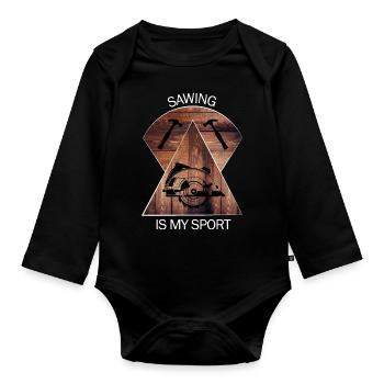 Carpenter, carpenter, carpenter, carpenter, craftsman, wood - Organic Longsleeve Baby Bodysuit - black - Front
