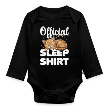 Katze Kätzchen Offizielles Schlafshirt Faul Relax - Baby Bio-Langarm-Body - Schwarz - Vorne