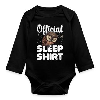 Owl Official Sleep Shirt Lazy Relax - Organic Longsleeve Baby Bodysuit - black - Front