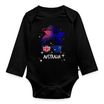 Australie - Body Bébé bio manches longues - noir - Devant