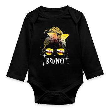 Brunei - Organic Longsleeve Baby Bodysuit - black - Front
