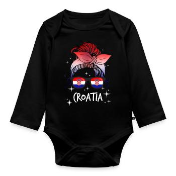 Croatie - Body Bébé bio manches longues - noir - Devant