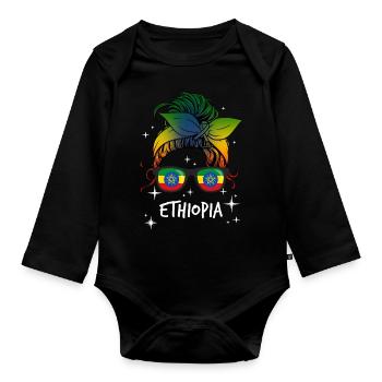 Ethiopia - Organic Longsleeve Baby Bodysuit - black - Front