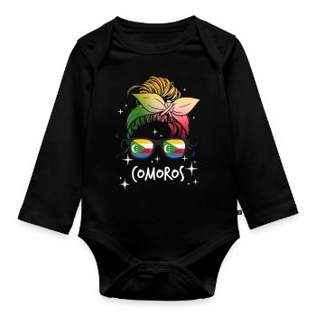 Comoros - Organic Longsleeve Baby Bodysuit - black - Front
