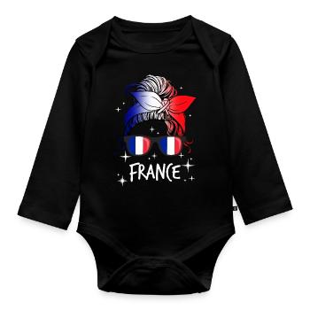 Frankreich - Baby Bio-Langarm-Body - Schwarz - Vorne