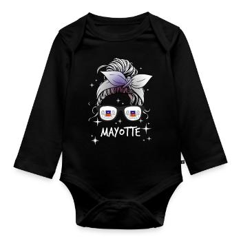 Mayotte - Organic Longsleeve Baby Bodysuit - black - Front