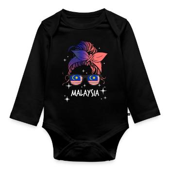 Malaisie - Body Bébé bio manches longues - noir - Devant