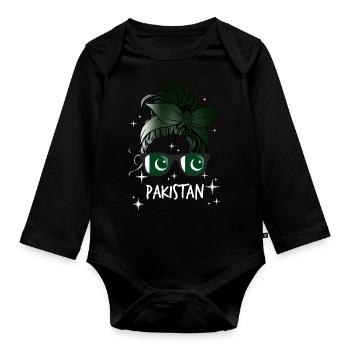 Pakistan - Organic Longsleeve Baby Bodysuit - black - Front