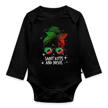 Saint Kitts and Nevis - Organic Longsleeve Baby Bodysuit - black - Front