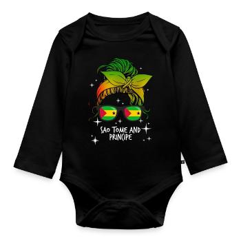 Sao Tomé et Principe - Body Bébé bio manches longues - noir - Devant