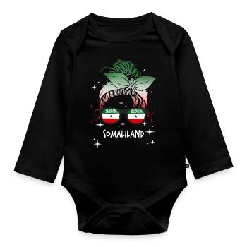Somaliland - Organic Longsleeve Baby Bodysuit - black - Front