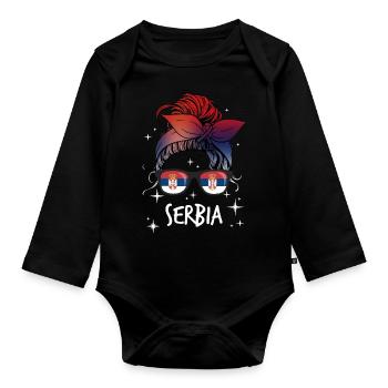 Serbien - Baby Bio-Langarm-Body - Schwarz - Vorne