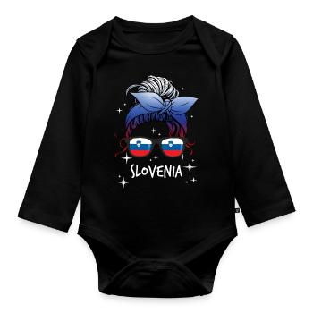 Slowenien - Baby Bio-Langarm-Body - Schwarz - Vorne