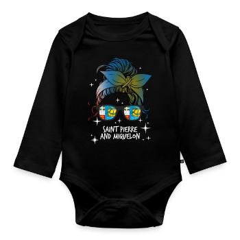 Saint Pierre and Miquelon - Organic Longsleeve Baby Bodysuit - black - Front