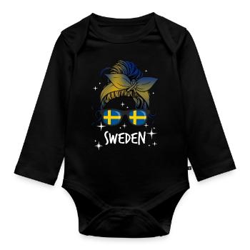 Suède - Body Bébé bio manches longues - noir - Devant