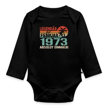 Cadeau d'anniversaire - né en février 1973 - Body Bébé bio manches longues - noir - Devant