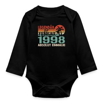 Cadeau d’anniversaire - Vintage février 1998 - Body Bébé bio manches longues - noir - Devant
