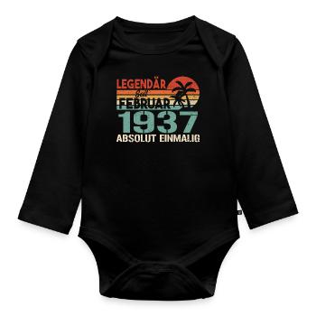 Cadeau d’anniversaire - Vintage février 1937 - Body Bébé bio manches longues - noir - Devant