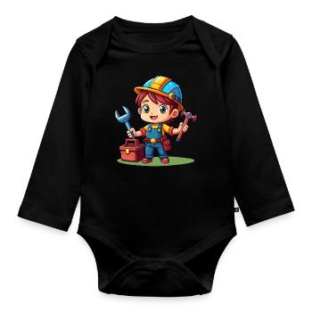 Petit Artisan - Body Bébé bio manches longues - noir - Devant
