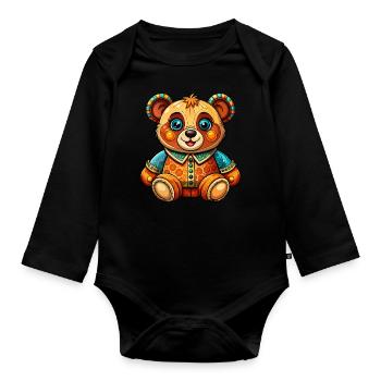 Mignon nounours - Body Bébé bio manches longues - noir - Devant