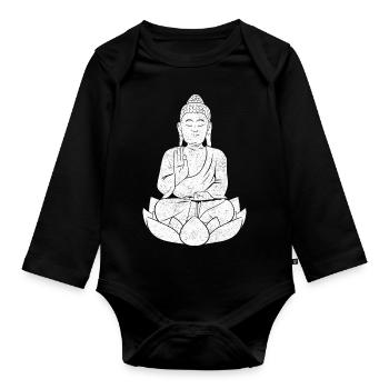 Buddha Monk Namaste Buddhism I Gift - Organic Longsleeve Baby Bodysuit - black - Front