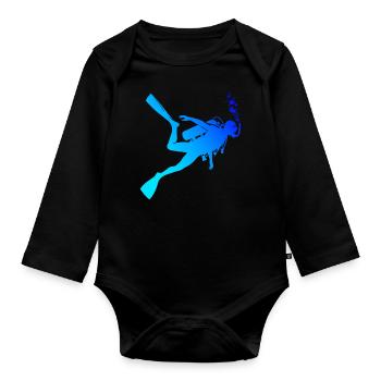 Diving Diver Diving Diver Men Free Dive - Organic Longsleeve Baby Bodysuit - black - Front