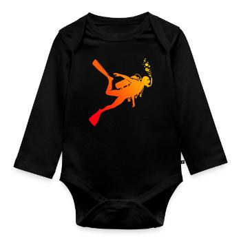 Plongeur Homme Plongeur Plongeur Plongée Libre - Body Bébé bio manches longues - noir - Devant