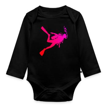 Diving Tauchen Scuba Diver Scuba Taucher - Baby Bio-Langarm-Body - Schwarz - Vorne