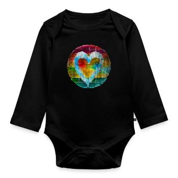 Coeur coloré Coeur coloré Amour - Body Bébé bio manches longues - noir - Devant