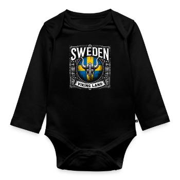 Schweden Land der Wikinger - Baby Bio-Langarm-Body - Schwarz - Vorne