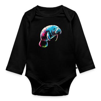 Seekuh Manatee - Baby Bio-Langarm-Body - Schwarz - Vorne