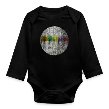 Bunte Bäume retro bunt - Baby Bio-Langarm-Body - Schwarz - Vorne