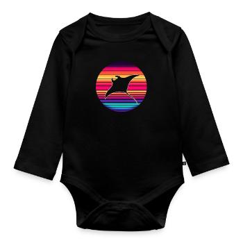 Manta ray - Organic Longsleeve Baby Bodysuit - black - Front