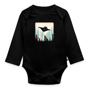 Manta ray - Organic Longsleeve Baby Bodysuit - black - Front